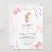 Pink Teddy Bear Baby shower Kaart (Voorkant)