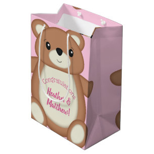 Pink Teddy Bear Baby shower Medium Cadeauzakje