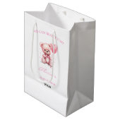 Pink Teddy Bear Baby Shower Medium Cadeauzakje (Voorkant Gekanteld)