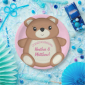 Pink Teddy Bear Baby shower Papieren Bordje (Feest)