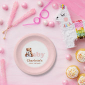 Pink Teddy Bear Baby shower Papieren Bordje (Feest)