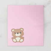 Pink Teddy Bear Baby shower Plaatskaartje (Buitenkant ongevouwen)