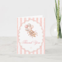 Pink Teddy Bear Baby Shower Thank You