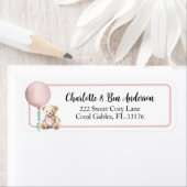 Pink Teddy Bear Balloon Adres Label (Insitu)