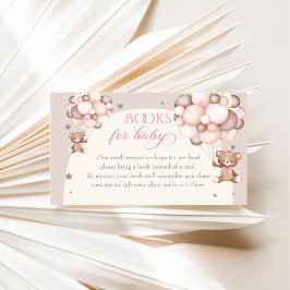 Pink Teddy Bear Balloon Baby shower Boekaanvraag Informatiekaartje