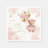 Pink Teddy Bear Balloon Barly Wait Baby shower Servet (Voorkant)