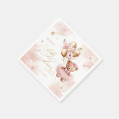 Pink Teddy Bear Balloon Barly Wait Baby shower Servet (Hoek)