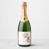 Pink Teddy Bear Balloon Barly Wait Baby shower Sparkling Wijnetiket (Voorkant)