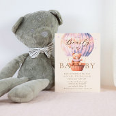 Pink Teddy Bear Barly Wait Baby shower Kaart