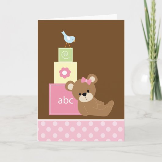 Pink Teddy Bear Bedankkaart (Voorkant)