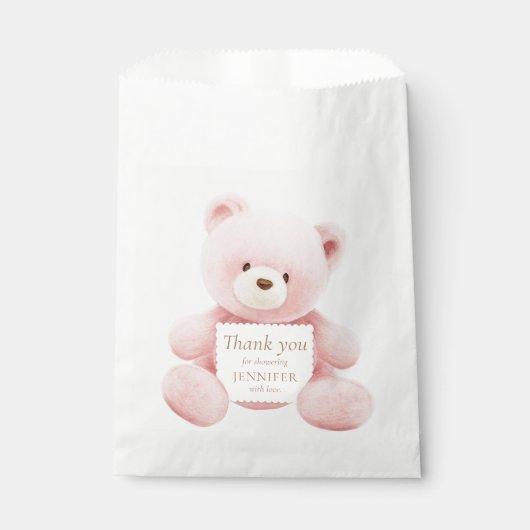 Pink Teddy Bear Bedankt Bedankzakje (Voorkant)