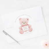 Pink Teddy Bear Bedankt Ronde Sticker (Envelop)