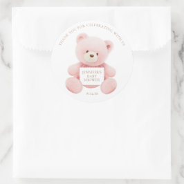 Pink Teddy Bear Bedankt Ronde Sticker