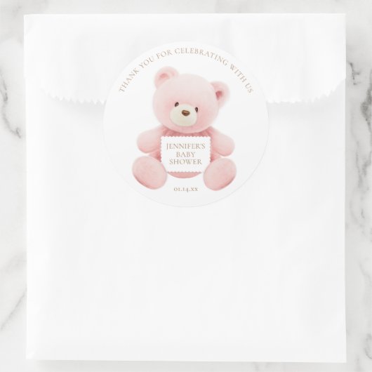 Pink Teddy Bear Bedankt Ronde Sticker (Tas)