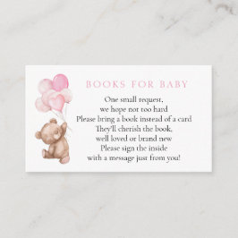 Pink Teddy Bear Boeken voor Baby Informatiekaartje