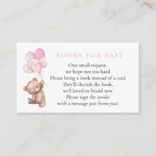 Pink Teddy Bear Boeken voor Baby Informatiekaartje