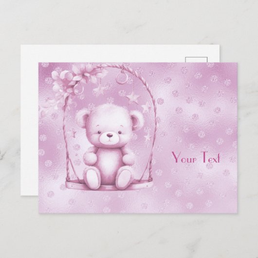 Pink Teddy Bear Briefkaart (Voorkant / Achterkant)