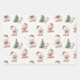 Pink Teddy Bear Christmas  Inpakpapier Vel