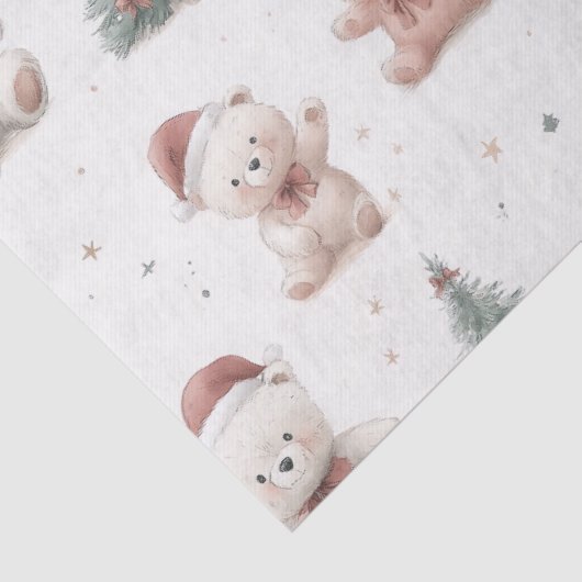 Pink Teddy Bear Christmas  Tissuepapier (Detail)