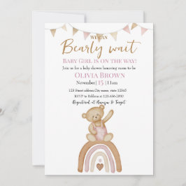 Pink Teddy Bear Design invitation Save The Date