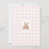 Pink Teddy Bear Gingham Baby shower Uitnodiging (Achterkant)
