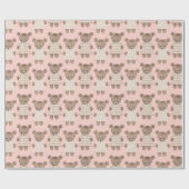 Pink Teddy Bear Girl Baby shower Cadeaupapier (Vlak)