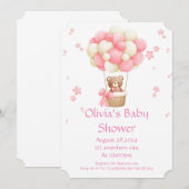 Pink teddy bear girl baby shower  kaart (Voorkant / Achterkant)