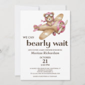 Pink Teddy Bear Girl Baby shower Uitnodiging (Voorkant)