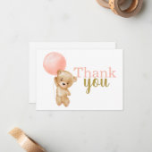 Pink Teddy Bear Girl Bedankt voor je briefkaart (Voorkant / Achterkant in situ)