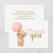 Pink Teddy Bear Girl Bedankt voor je briefkaart (Voorkant / Achterkant)