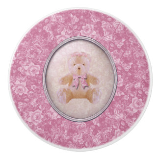 Pink Teddy Bear Keramische Knop