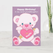 Pink Teddy Bear kleindochter Birthday Kaart (Voorkant)