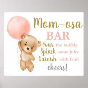 Pink Teddy Bear Momosa Bar Girl-teken Poster