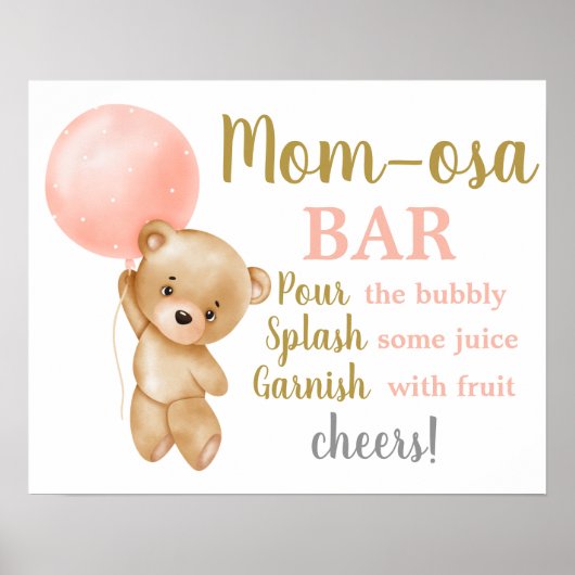 Pink Teddy Bear Momosa Bar Girl-teken Poster (Voorkant)