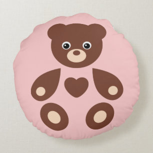Pink Teddy Bear Monogram Baby Pillow Rond Kussen