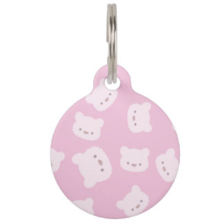 Pink Teddy Bear Pattern Huisdierpenning