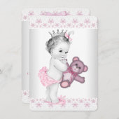 Pink Teddy Bear Princess Baby shower Kaart (Voorkant / Achterkant)