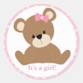 Pink Teddy Bear Ronde Sticker (Voorkant)