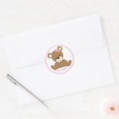 Pink Teddy Bear Ronde Sticker (Envelop)