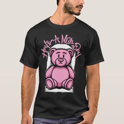 Pink Teddy Bear streetwear T-shirt (Voorkant)
