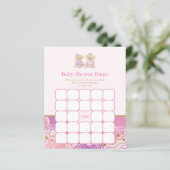 Pink Teddy Bear Tea Party Baby shower Bingo Game (Staand voorkant)