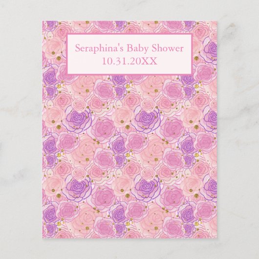 Pink Teddy Bear Tea Party Baby shower Bingo Game (Achterkant)