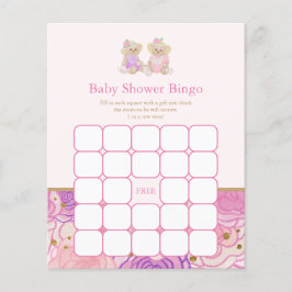 Pink Teddy Bear Tea Party Baby shower Bingo Game