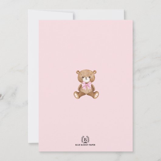 Pink Teddy Bear we kunnen Baby shower afwachten Kaart (Achterkant)