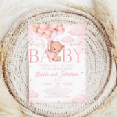 Pink Teddy Bear we kunnen Baby shower afwachten Kaart