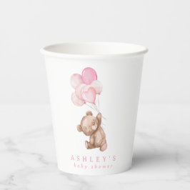 Pink Teddy Bear we kunnen Baby shower afwachten Papieren Bekers