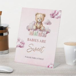 Pink Teddy Snoep Stars Baby's zijn Sweet Baby Reclamebord Met Voetstuk