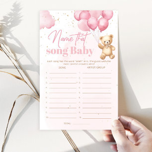 Pink Teddybeer Naam dat nummer baby shower spel
