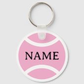 Pink tennis ball keychain with custom name (Voorkant)