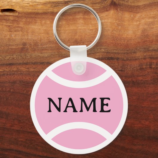 Pink tennis ball keychain with custom name (Achterkant)